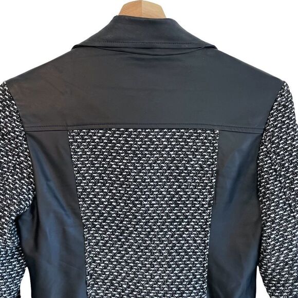 Jessica Simpson Wool Blend Tweed Vegan Leather Jacket - Picture 7 of 10